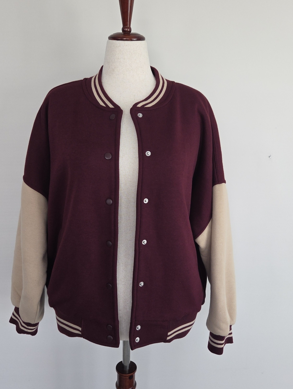 Arizona Jean Company Maroon and Tan Varsity Jacket Size M